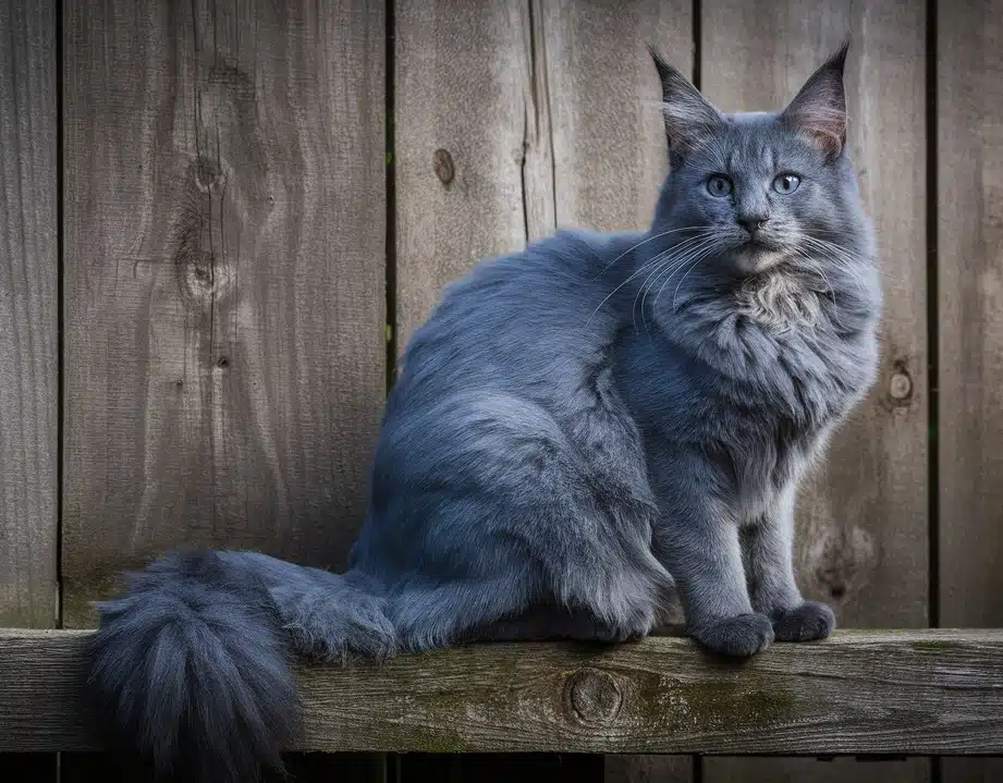 Blue-Eyed Blue Maine Coon Cat